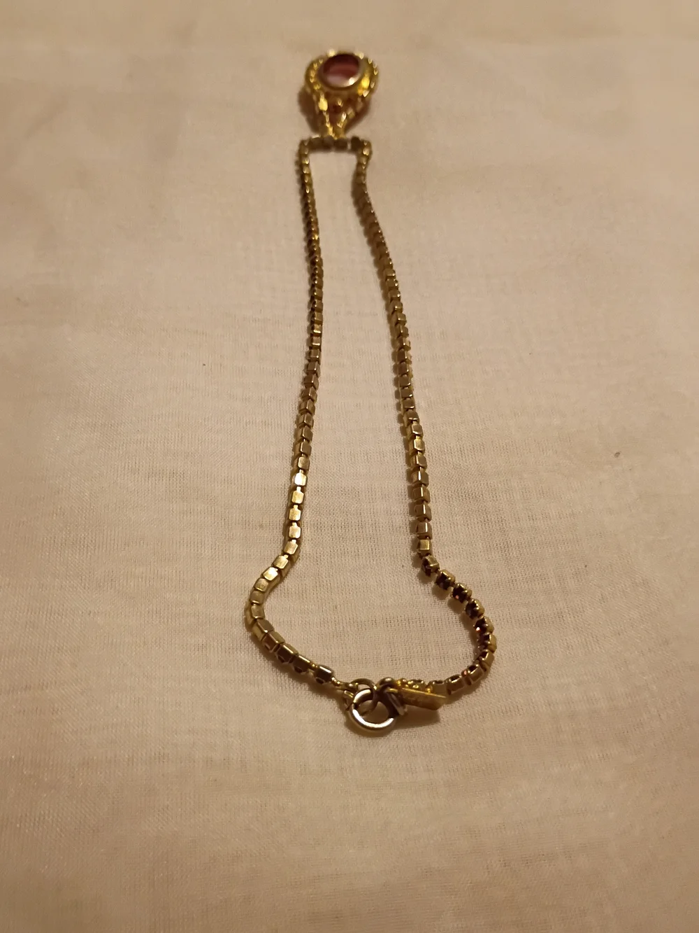 Gold-Tone Necklace with Pink Cameo Pendant